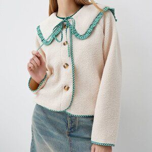Things Between Gingham Lined Peter Pan Collar Buttoned Jacket